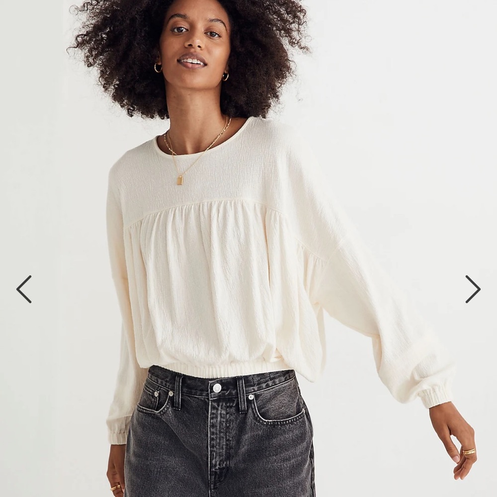 NWT • Madewell • Knit Lightspun Ruched Long Sleeve Top